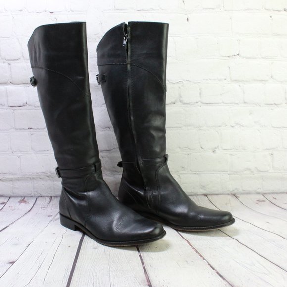 LL Bean Black Leather Side Zipper Knee High Riding Boots Size 9 Medium - Picture 3 of 9